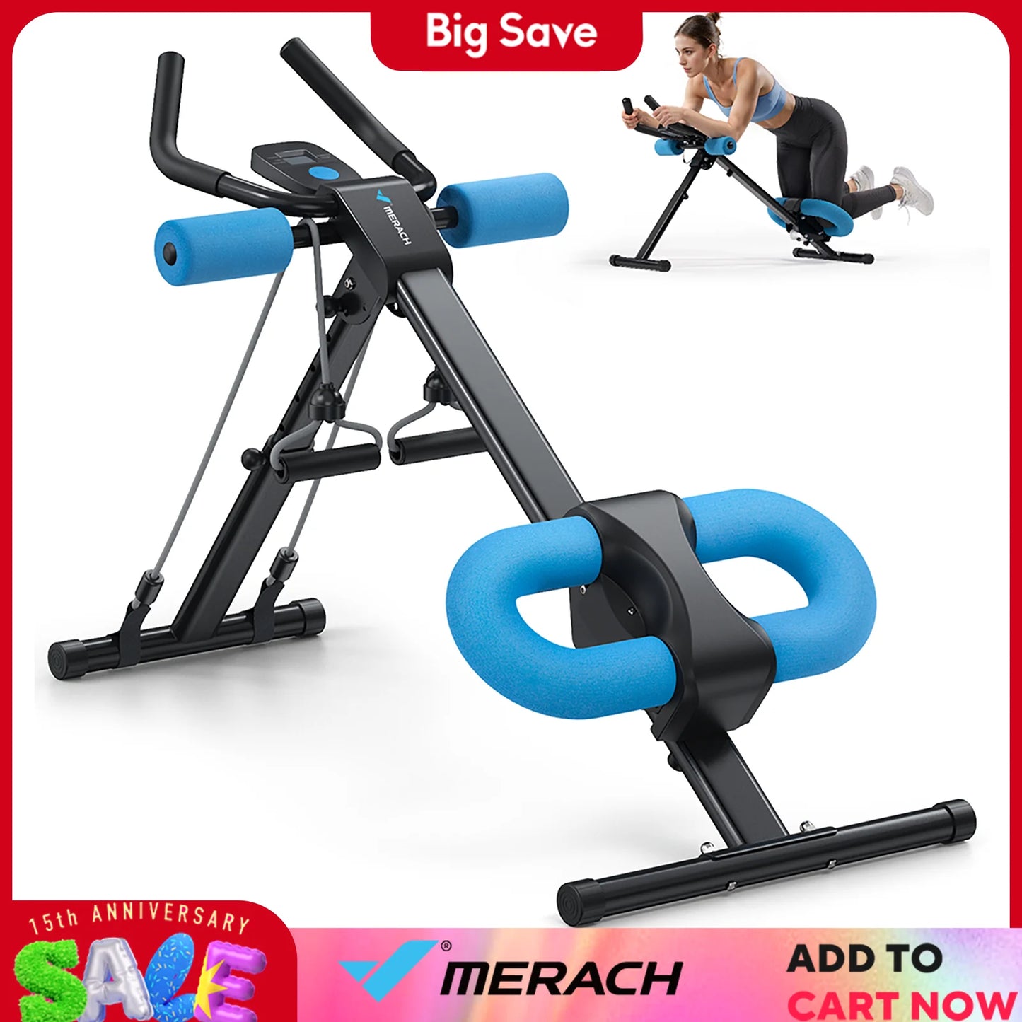 Merach Ab Machine Adjustable Foldable Trainer Workout System