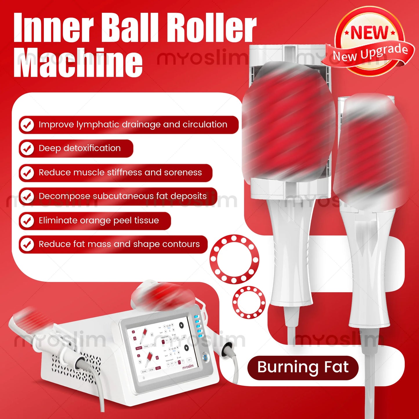 Professional EMS Inner Ball Roller Slimming Massager Machine 360 Rotating Cellulite Reduction Body Sculpting Skin Lifting