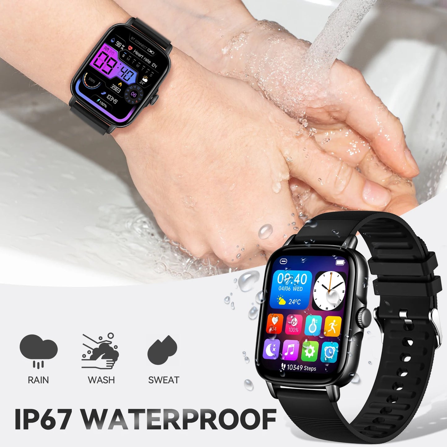 EIGIIS 2025 Smart Watch for Men Women Fitness Tracker with Heart Rate Sleep Monitor Activity Tracker 1.69" HD Waterproof Watch