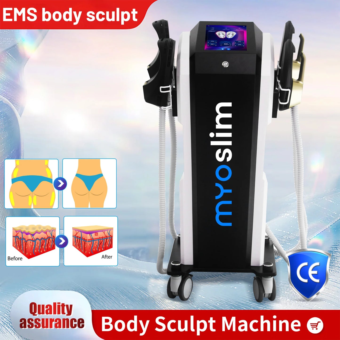 MYOSILM pro Ultra Therapy 6500W High Intensity EMS Weight Loss Body Slimming Professional Muscle Stimulation Machine NEO